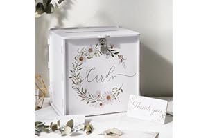 GUDELAK Wedding Card Box with Lock, PVC Post Box for Cards, Gift Box Decorations for Reception, Daisy DIY Post Boxes for Party, Graduation, Baby Shower, Birthday Decoration