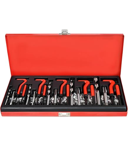 Kit Riparazione Filettatura LARS360 – 131 Pezzi Per M5 M6 M8 M10 M12, Con Elicoidali E Trapano