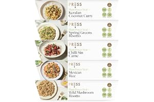 PRSS 100% COLD PRESSED Press Healthfoods, Ready Meal Bundle, 5 High Protein Plant-Based Meals, Low Fat and High Fibre Meal Options, Micvac Technology, 100% Natural Ingredients, Vegan, Recyclable Packaging