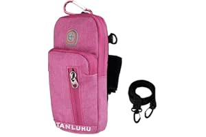 ISIYINER Sports Armbinde Universal Arm Tasche Holder Gym Armbänder Cross Body Umhängetasche Outdoor Gürteltasche Reisepass Brieftasche mit Kopfhörerloch für iPhone, Samsung, Huawei (Rose Red)