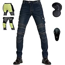 Jeans Moto Uomo Con Protezioni - Pantaloni Da Motociclista Con Ginocchiere CE Rimovibili - Foto 6