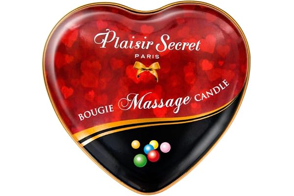 Plaisirs Secrets Mini Bougie de Massage Bubble Gum Boîte Cœur 35 ml