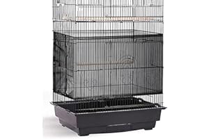 AIMICOCA Birdcage Seed Catcher Feather Catcher Bird Cage Cover Net Airy Soft Skirt Guard Birdcage Nylon Mesh Netting for Parrot Macaw Parakeet Round Square Cage (Black, Adjustment Rope)