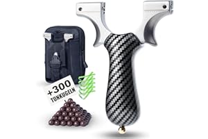 ‎ZETTERRANK Zetterrank Zwille Steinschleuder Profi Set,Super-Clip Slingshot,Schleuder mit Gummiband,Sportgerät in Bundle Sets mit Ersatzgummi und Tonkugeln.