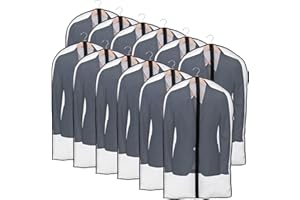 Niviy 12pcs 60x100cm Copriabiti Antipolvere Custodia Porta Abiti Impermeabili e Anti umidità Copriabiti Con Cerniera per Camicia Costumi Cappotti(Nero)