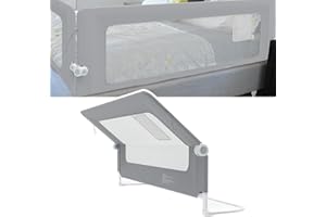 NAIZY Barrera de cama plegable de 180 cm, con bolsillos de almacenamiento, barandilla de protección de la cama, altura ajustable, para cunas, camas de padres (gris)