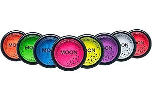 Moon Glow Neon-UV-Pigmentstreuer, kosmetisches helles Neon-Puder, Lidschatten, Make-up für Gesicht, Augen und Körper (Orange/Gelb, 8 Stück (1 Stück))