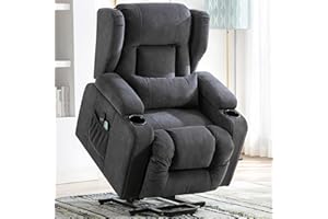‎COMHOMA COMHOMA Relaxsessel Aufstehhilfe Massagesessel mit Stoffoberfläche elektrischer Aufstehsessel Fernsehsessel Sessel mit Aufstehhilfe mit Liegefunktion Stoff-grau
