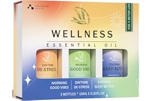 ASAKUKI Essential Oils Blends Gift Set, Calming Essential Oils for Diffusers for Home, Sleep, Wax Melts, Relaxing Aromatherapy Set- 3 * 10 mL