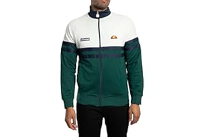 Ellesse Men's Rimini Track Jacket, Off White/Dark Green
