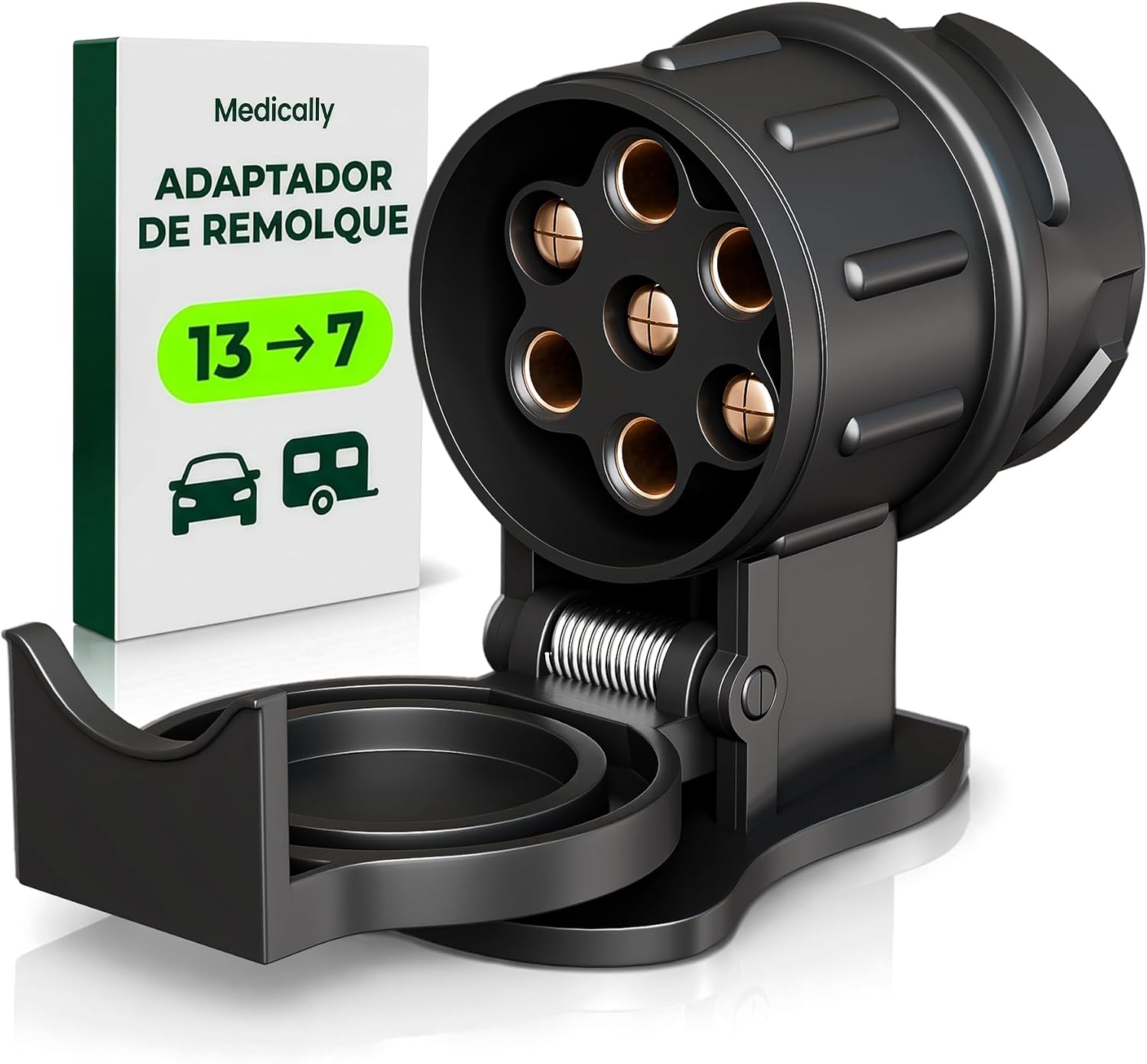 Medicaly Enganche Remolque - Adaptador de Remolque 13 a 7 Pines - Convertidor Enchufe Caravana a Coche - Adaptador Eléctrico Universal para Remolque, Caravana - Conexión Segura e Impermeable.