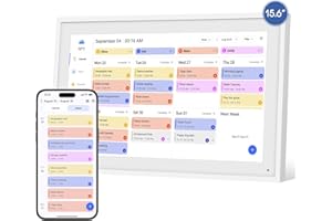 HoziRes Digital Calendar, 15.6 Inch Electronic Wall Calendar & Chore Chart, 2025 Family Planner, 1920x1080 IPS Touchscreen Display Smart Calendar, 32GB Memory Sync Schedules & Share Moments via App