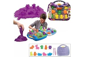 COO11 Magic Sand Glow Sea Animal Themed 28 PCS Play Sand Kit 1000gm Glow Sand, 20 Animal Moulds, 3 Tools, LED Light Sandbox Glow In The Dark Arts And Crafts Kit For Kids Ages 3 Years+