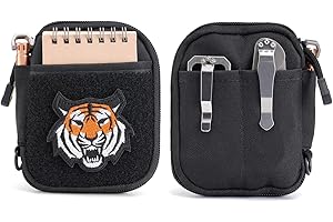 TIKIDESIGN EDC Pouch Pocket Organizer,Kleine EDC Tasche mit Klettfläche,Kleine Werkzeugtasche Tool Tasche mit D-Form Schlüsselring,Nylon Multitool EDC Rucksack-Zusatztasche für kleine Werkzeuge(TK05-Schwarz)