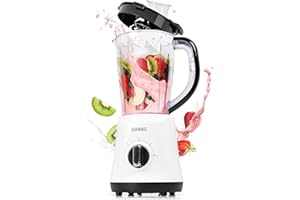 Duronic Jug Blender BL16 BPA Free 1.5L Smoothie Maker for Ice Slushies Protein Shakes Baby Food & Soups 500W Electric Blenders with Removable Blades Soup Makers with Pulse Feature