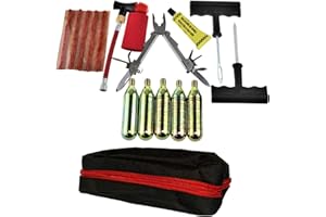 3GO MOTORBIKE TUBELESS TYRE PUNCTURE REPAIR TOOL KIT Emergency Motorcycle Scooter Car Van ATV Tubeless Tire Fixing Toll with 5 Strips