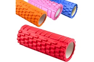 CLEVER KANGAROO Massage Foam Roller - Orange - Pilates Muscle Physio Leg Back Yoga Gym with Free Carry Bag (Red)