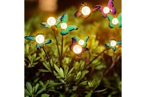 AIBISTAR Lampade Solari da Giardino, 2 Pezzi 12 LED Luci Farfalla Solari Esterno,IP65 Impermeabile, Luce Solare da Giardino per Giardino, Cortile, Balcone, Marciapiede