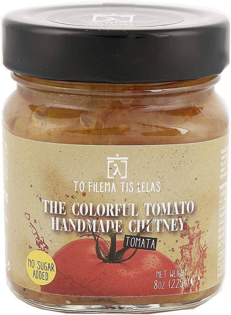 To Filema Tis Lelas Chutney Artesanal de Tomate – The Colorful Tomato – Elaborado a Mano con Ingredientes Naturales de Grecia – Sin Conservantes, Apto Veganos y Vegetarianos – Pack 2 x 225 g (450 g)