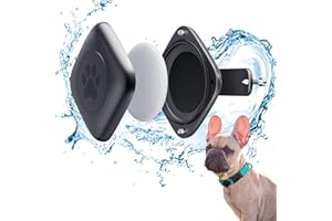 ALAFLY para Apple AirTag Soporte para Collar de Perro/Gato [IPX8 Impermeable], Metal Duradero Pequeño Air Tag Funda [Sólo 18,86g], Anti-Perdida Mascotas GPS Caso para Collares de Perro Gato
