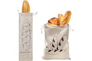 AFFEGIFTS Bolsa de Pan Lino, Puede Reutilizar Bolsa Pan Tela Grande Bolsa d Pan de Lino Reutilizable para el Almacenamiento y Conservación de Alimentos 2pcs (B)
