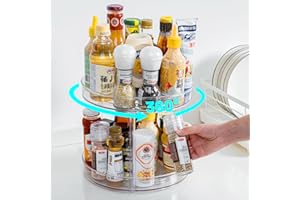 LUZOON Plateau Tournant Epices Rotatif 2 Etages Lazy Susan Organisateur Organizer de Rangement Cuisine d'étagère de Placard Support de Stockage d'articles pour Condiments,Frigo,Chambre 23x19.5cm