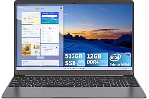 SGIN 15.6 Inch Laptop, 12GB RAM 512GB SSD(TF Card 512GB), Intel Celeron N5095 (up to 2.9GHZ), FHD IPS Screen Laptops, 53.2WH Battery, BT4.2, Dual-Band WIFI, HDMI, 2xUSB 3.2,Type-C