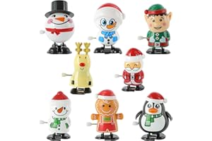 EDWINENE Weihnachts-Aufziehspielzeug für Kinder&Erwachsene-8 Stück Uhrwerk Lauf- und Springspielzeug für Weihnachtsstrümpfe und Geschenktütenfüller (8)