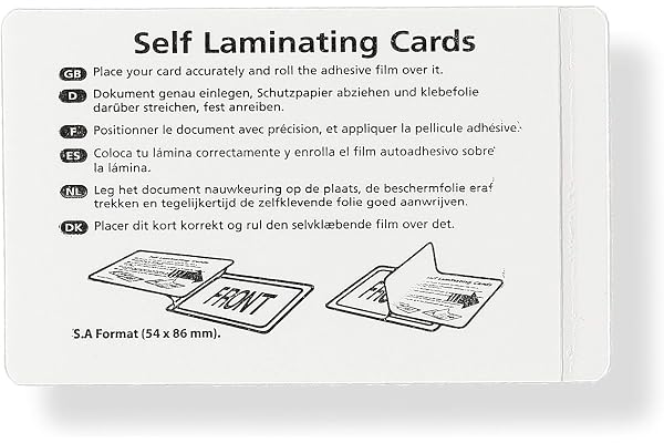 Sachets de plastification à froid autocollants, films de plastification pour sceller et protéger des photos, des menus etc. sans machine à plastifier, jeu de 50, chacun 54 mm x 86 mm, transparent