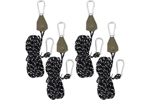 alwaiiz 4 Pièces Réfléchissant Corde à Cliquet, 4m x 4mm Tendeur à Cliquet pour Corde avec Crochet, Convient pour Le Camping en Plein Air, Tentes, Auvents, Capacité de Charge 68 kg(1 Paires), Noir