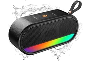 Dyurwa Bluetooth Lautsprecher mit Licht, Tragbarer Musikbox Bluetooth 5.3 Box mit IPX6 Wasserdicht, 10h Akku, Bass Boost Freisprechen TWS Paarung, Soundbox für Outdoor/Party/Reisen, Schwarz