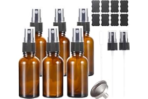 ALIFEIA 30ml Amber Glass Spray Bottles,Small Empty Fine Mist Refillable Travel Spray Bottle for Cleaning,Perfume,Aromatherapy,Cosmetic Sprays,Hair,Essential Oils with Fine Mist Dispenser（6 Pack）