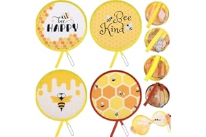 Gulfmew 4 Abanicos de Mano Redondos Abanico Plegable Portátil Japón Regalos para Mujer Niñas Decoración para Hogar Oficina Fiesta Boda Festival Verano, 4 Patrones (Estilo Abeja)
