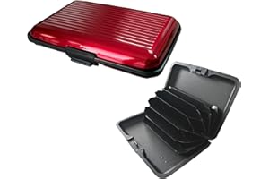 kanta RFID Blocking Credit Card Holder, Card Protector, Aluminium, Business Card Case for Women or Men, Metal ID Organiser Wallet with 6 Slots, Compact and Convenient, Travel Wallet (Red)