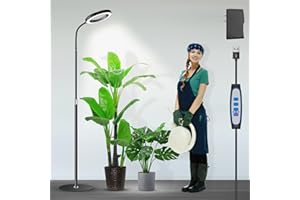 Garpsen Grow Lights for Indoor Plants, Full Spectrum LED Floor Plant Grow Lamp with Stand, 3 Color Modes Plant Light with Timer 6/12/16H, 5 Dimmable Levels, 23''~67''Adjustable Height for Large Plants