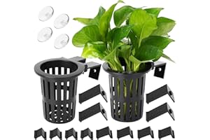 Borlech 2025 New Upgraded Large Aquarium Plant Holder with Hooks and Suction Cups for Fish Tank Aquaponic Plant Cultivation and Aquascape Accessories Decorations (2 PCS)