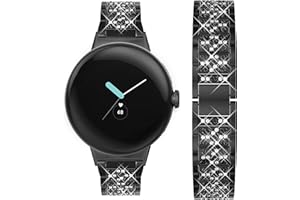 Miimall Kompatibel mit Google Pixel Watch 2/1 Armband, Glitzer Strass Diamant Metall Legierung Uhrenarmband Damen Ersatz Armbänder für Google Pixel Watch 2 2023/ Google Pixel Watch 2022 -Schwarz