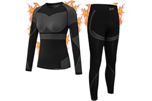 MEETYOO Thermounterwäsche Damen, Skiunterwäsche Frauen Thero Funktionsunterwäsche Winter Atmungsaktiv Funktionswäsche für Ski Sport Running