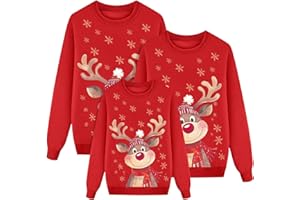 POIUIYQA Sudaderas Navideñas Familiares Suéter Familia Invierno Jersey Navideño Familiar Manga Larga Pullover Mujer Hombre Niño Niña Chica Chico Christmas Jumper Blusas Abrigo Tops Talla Grande