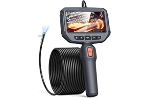 Endoscopio a Doppia Lente, DEPSTECH Schermo IPS da 4,3 Pollici Sonda Telecamera Portatile, 1080P 8MM Endoscopio Industriale, Telecamera Endoscopica Impermeabile IP67 con Luce, Cavo Semirigido da 5M