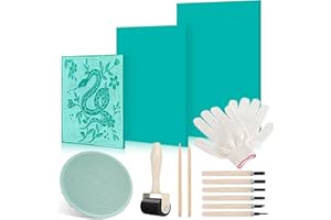 AINIUNIU 14 Pezzi Linoleum Set di Fogli di Linoleum, Set di Strumenti per Intaglio Linoleum, Formato A4, A5, A6 in Gomma Morbida, Gomma per Timbri Fai da Te, Artigianato, Progetti di Stampa