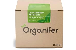 Engrais Gazon Tout-En-Un - 10 Kg - 200 M2 - Engrais Pelouse Printemps Anti Mousse Et Mauvaises Herbes - Fertilisant Gazon Haute Performance - Organifer