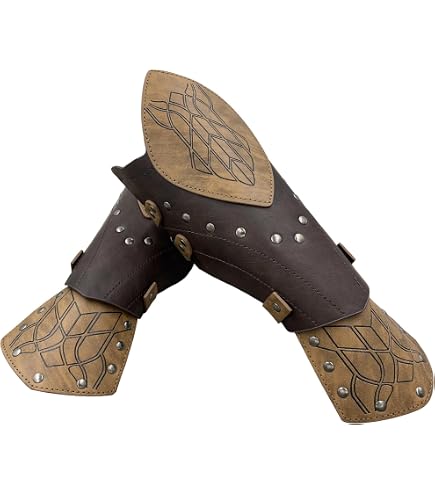 1 Paire Gantelets Viking Chevalier Médiéval - Protège-Poignets Cuir Style Gauntlet Pour Cosplay Halloween