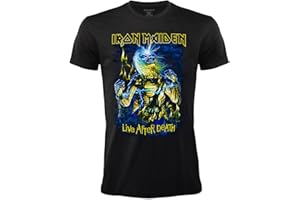BLT DISTRIBUTION SRL Camiseta Iron Maiden Live After Death. Camiseta Oficial Rock Negra. Banda de Metal Pesado. Algodón. Unisex. Adulto Muchacho.