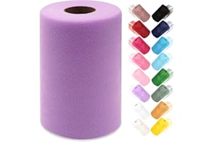 Ableme Deco Tulle Fabric Roll 6 Inches x 100 Yards (15cm x 91m) Tulle for Tutu Dress Pom Poms Gift Wrapping Baby Shower Wedding Decor (Lavender)