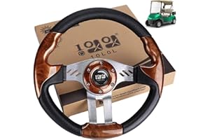 ‎10L0L 10L0L Golf Cart Steering Wheel Universal Design Fits Yamaha EZGO RXV & TXT Club Car DS Club Car Precedent Tempo Most Golf Carts (Dark Brown)