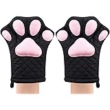 Oven Mitts,Cute Design Funny Cat Heat Resistant Cooking Glove Quilted Cotton Lining- Heat Resistant Pot Holder Gloves for Gri