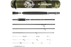 RIGGED & READY TRAVEL FISHING Rigged and Ready X5 Series Travel Fishing Rods Spin-Fly X5 Rod and 2 Reels Combination,X5 Rod,X5 Max Super Compact,Multi-Functional Rods,4 Tips,5 Techniques 1 Fishing Rod.