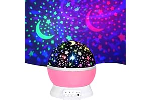 DQMOON Star Projector Night Light Kids, Baby Night Light Projector, 360°Rotation Kids Bedside Lamp Sensory Night Light with 8 Lighting Modes, Birthday Presents Christmas Stocking Fillers for Boys Girls 2-10