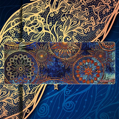 Lizimandu XXL Gaming Mauspad,Wasserdicht Control Gaming und Office Extended Mouse Pad, Abmessung 800x300x2mm,Rubber Base mit Anti-Rutsch-Funktion für Computer Schreibtisch Briefpapier Zubehör Mause Pads 31.5“×11.8“(Blaue Blume/Blue Flower) - 4